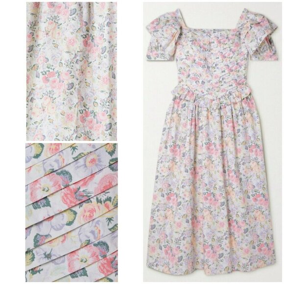 💕LAURA ASHLEY x BATSHEVA💕 Eden Dress ~ Quartet Cream Floral Print 2 NWOT - Picture 11 of 16